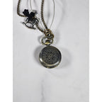 Vintage Pocket Watch Necklace Rocking Horse Charm Long Chain