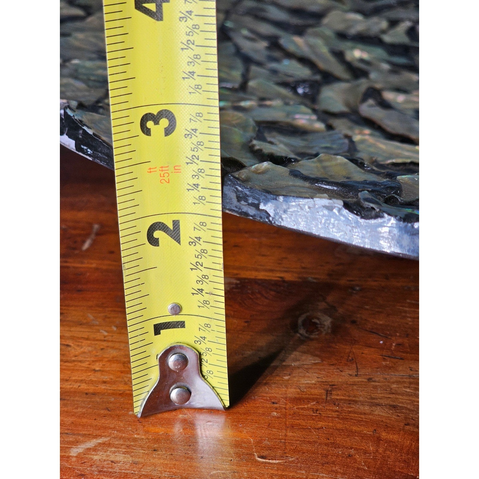 Vintage Abalone Shell Mosaic Tray or Wall Decor Round 18 Inch Coastal