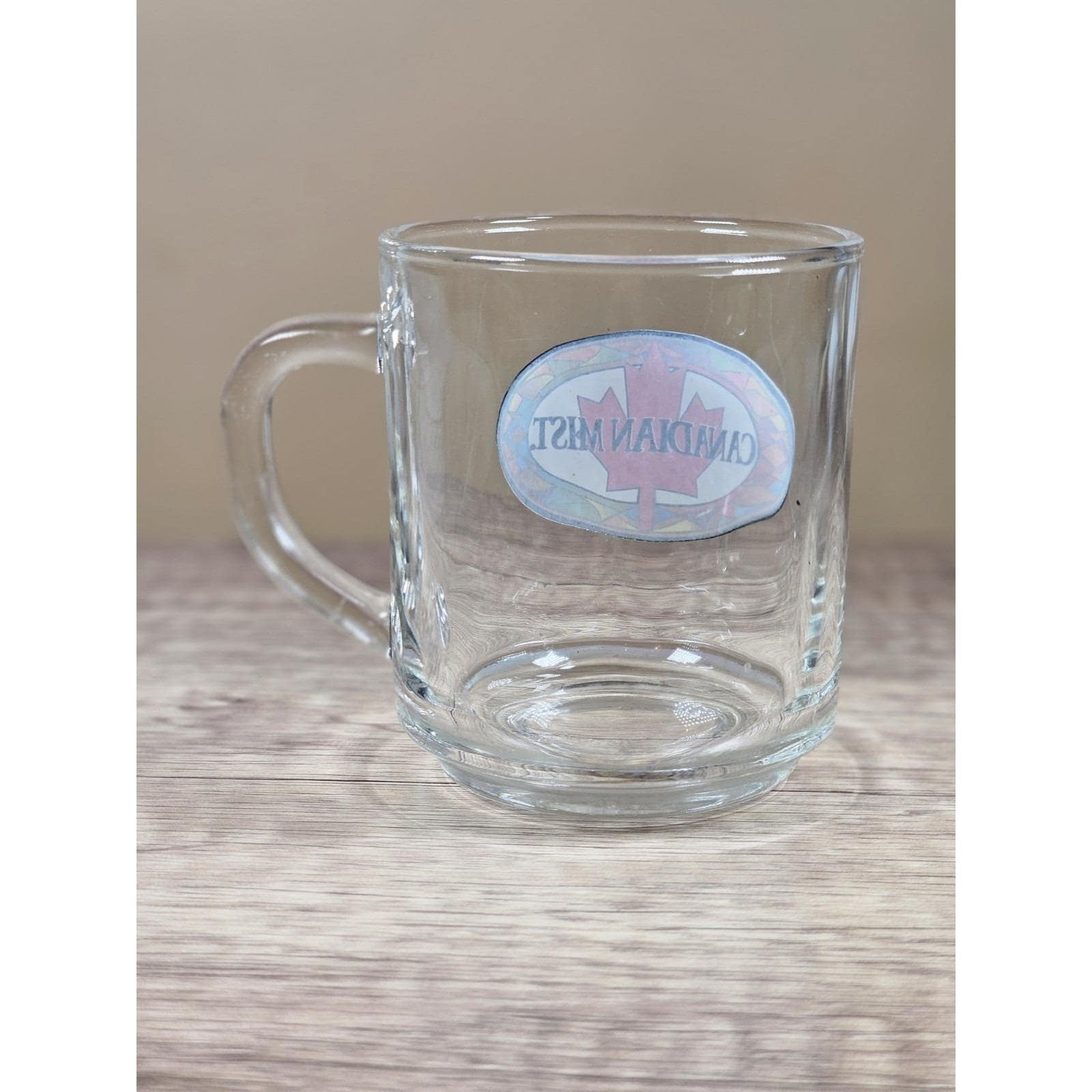Vintage Canadian Mist Glass Mug Maple Leaf Whiskey Barware