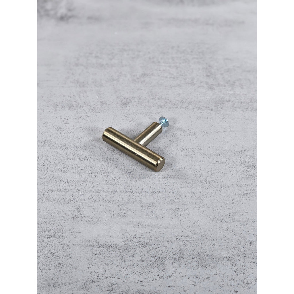 Brushed Brass T Bar Cabinet Knob Modern Drawer Pull Handle