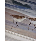 Signed Coastal Shorebirds Artwork With Lighthouse Framed Nautical Wall Art