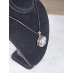 Vintage Sterling Silver Buddha Glass Pendant Necklace