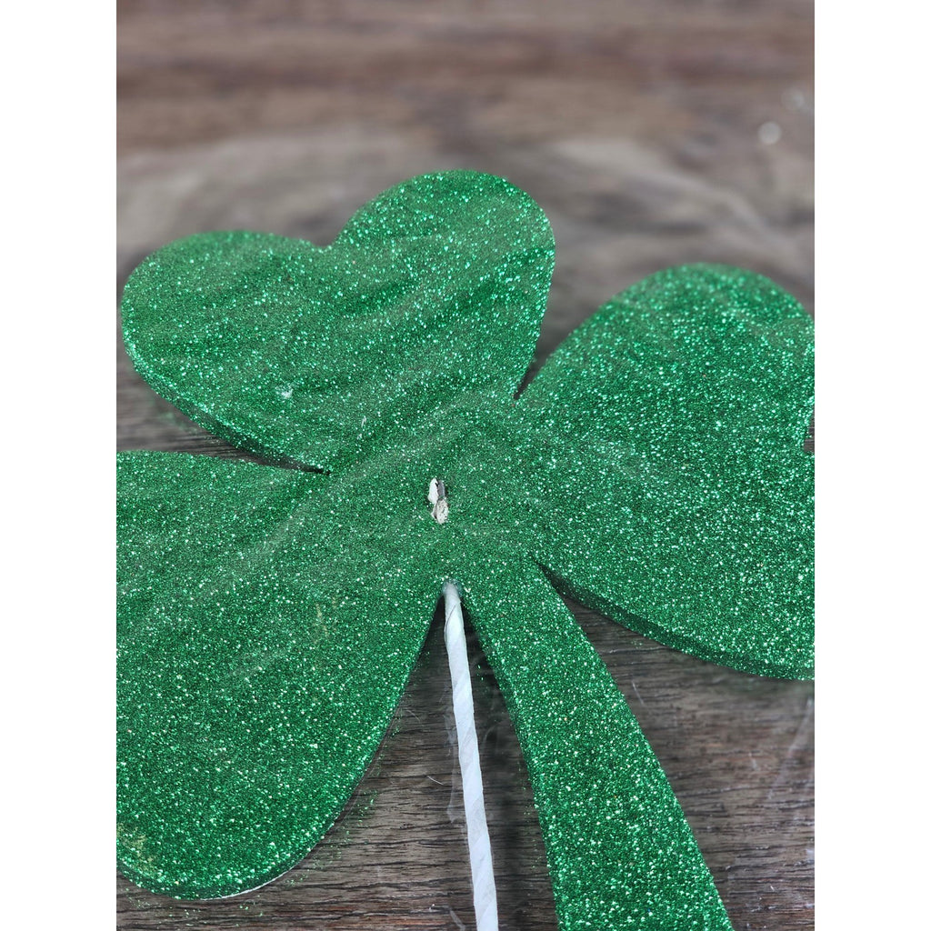 Set of 4 Green Polka Dot Clover Sprays 19" Glitter St Patrick Picks