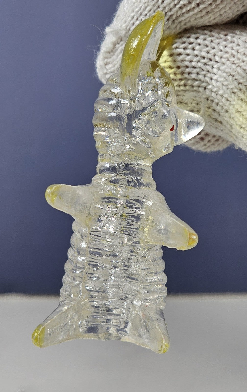 Set Of 2 Lucite Clear Acrylic Mouse Figurines 2 3/4 Inches With Yellow Ears & Ac