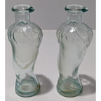 Vintage Vetreria Etrusca Green Glass Bottles Pair Italian 1960s