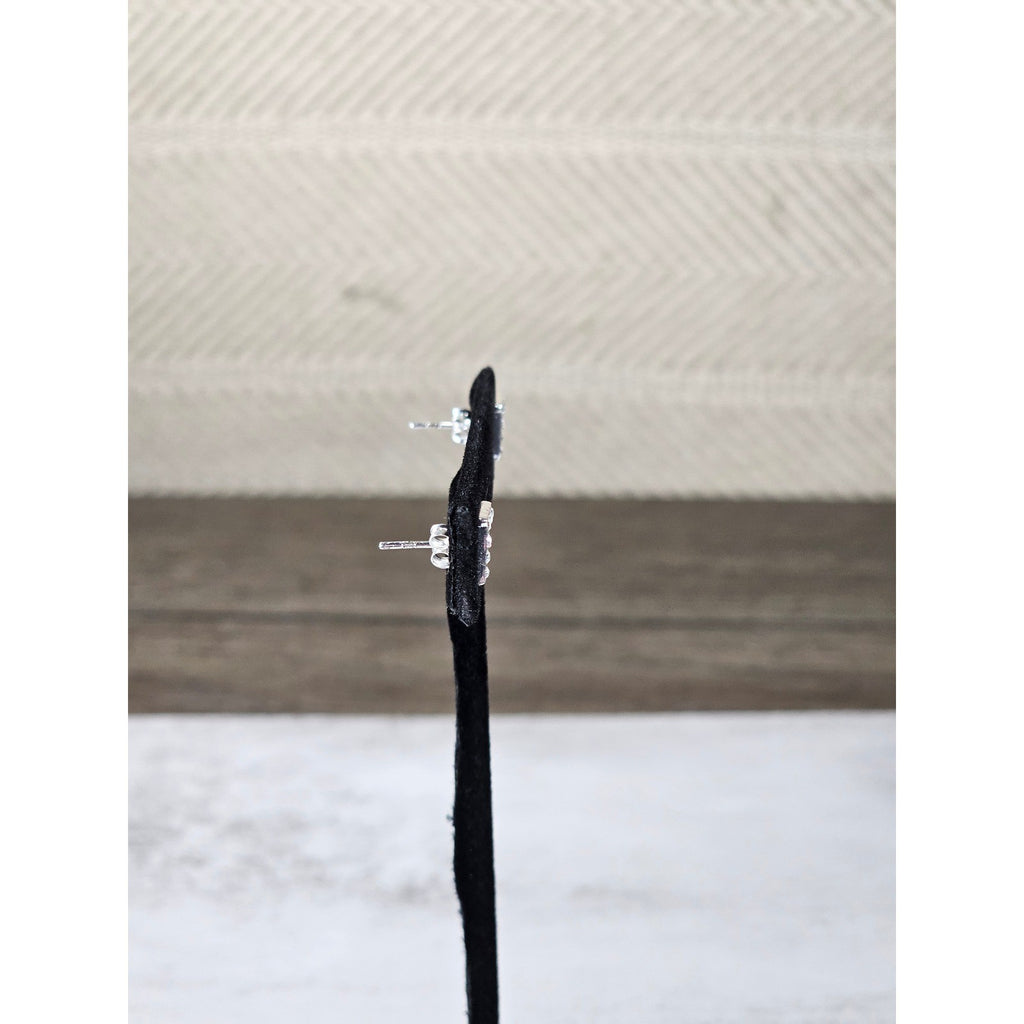 Vintage Rhinestone F Stud Earrings Silver Tone Initial Letter Posts