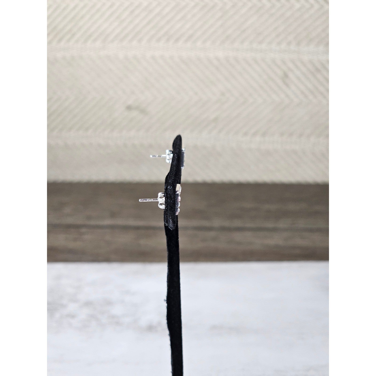 Vintage Rhinestone F Stud Earrings Silver Tone Initial Letter Posts