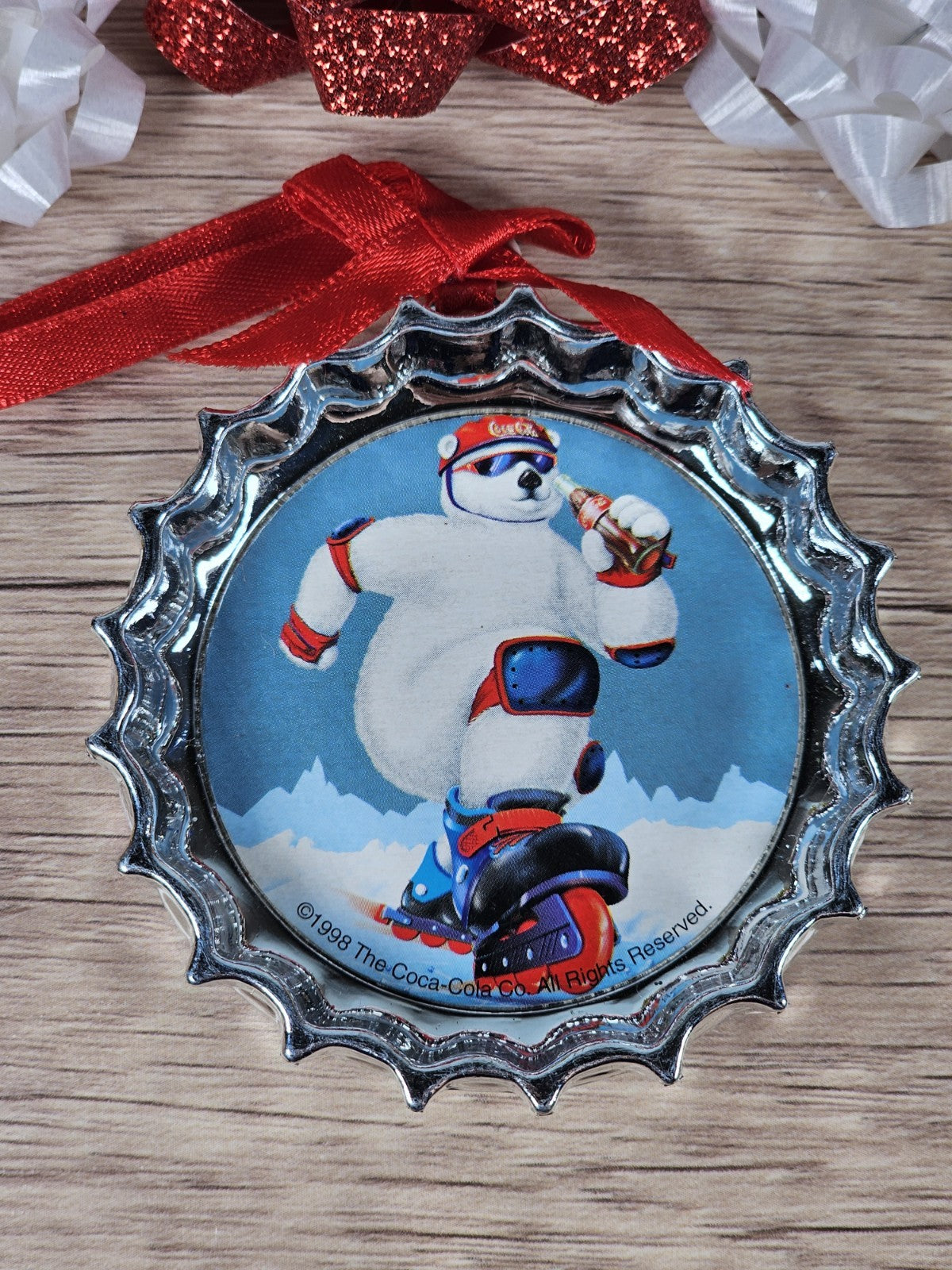 1998 Coca-Cola Trim-A-Tree Polar Bear Christmas Ornament Vintage Holiday Decor