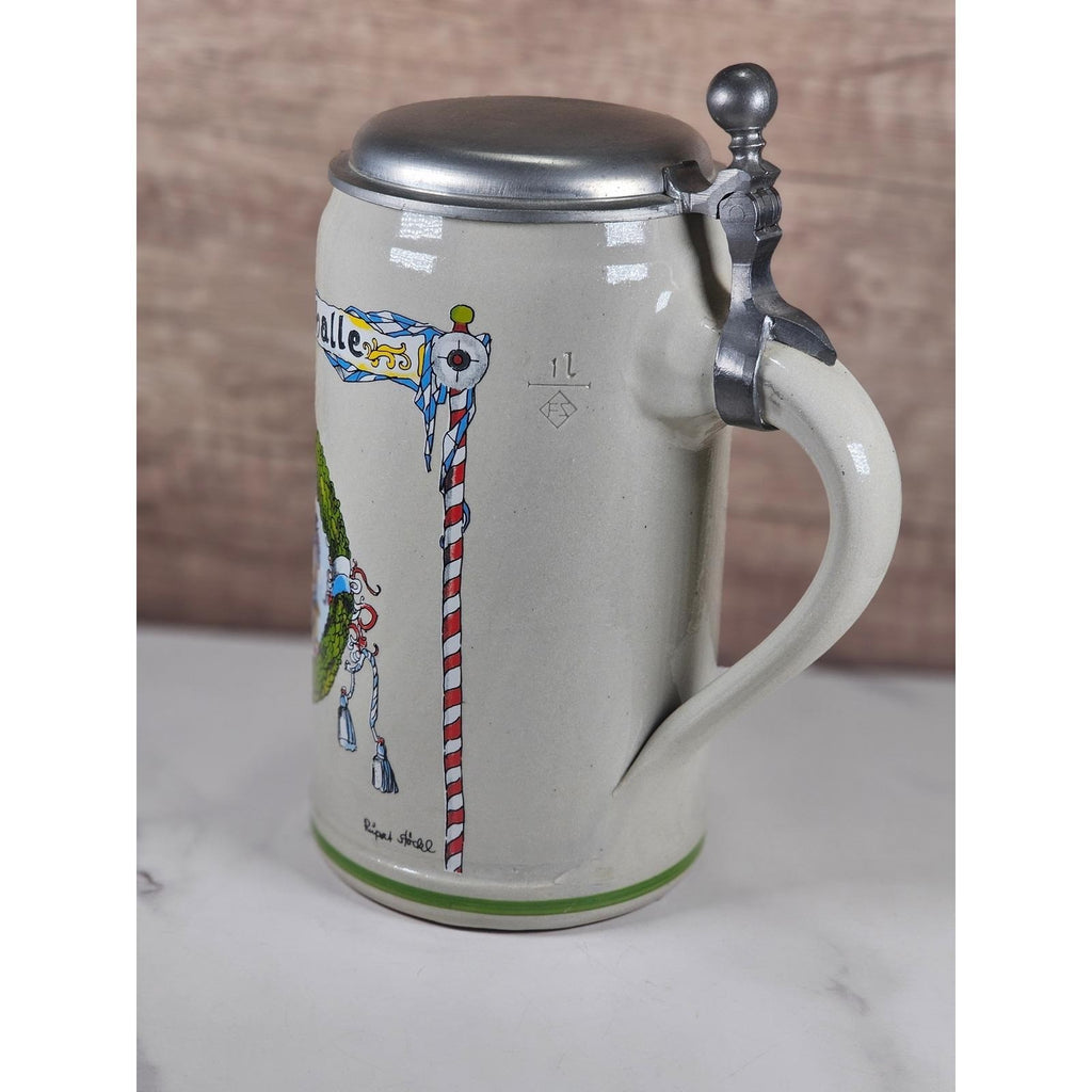 German Beer Stein Lowenbrau Oktoberfest Rastal Pewter Lid