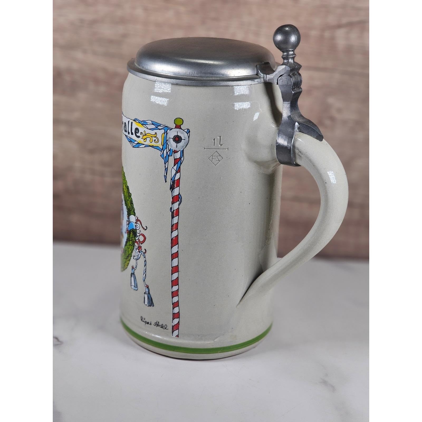 German Beer Stein Lowenbrau Oktoberfest Rastal Pewter Lid
