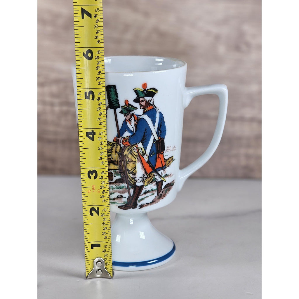 Vintage Fred Roberts Colonial Soldiers Mug Revolutionary War Pedestal Cup