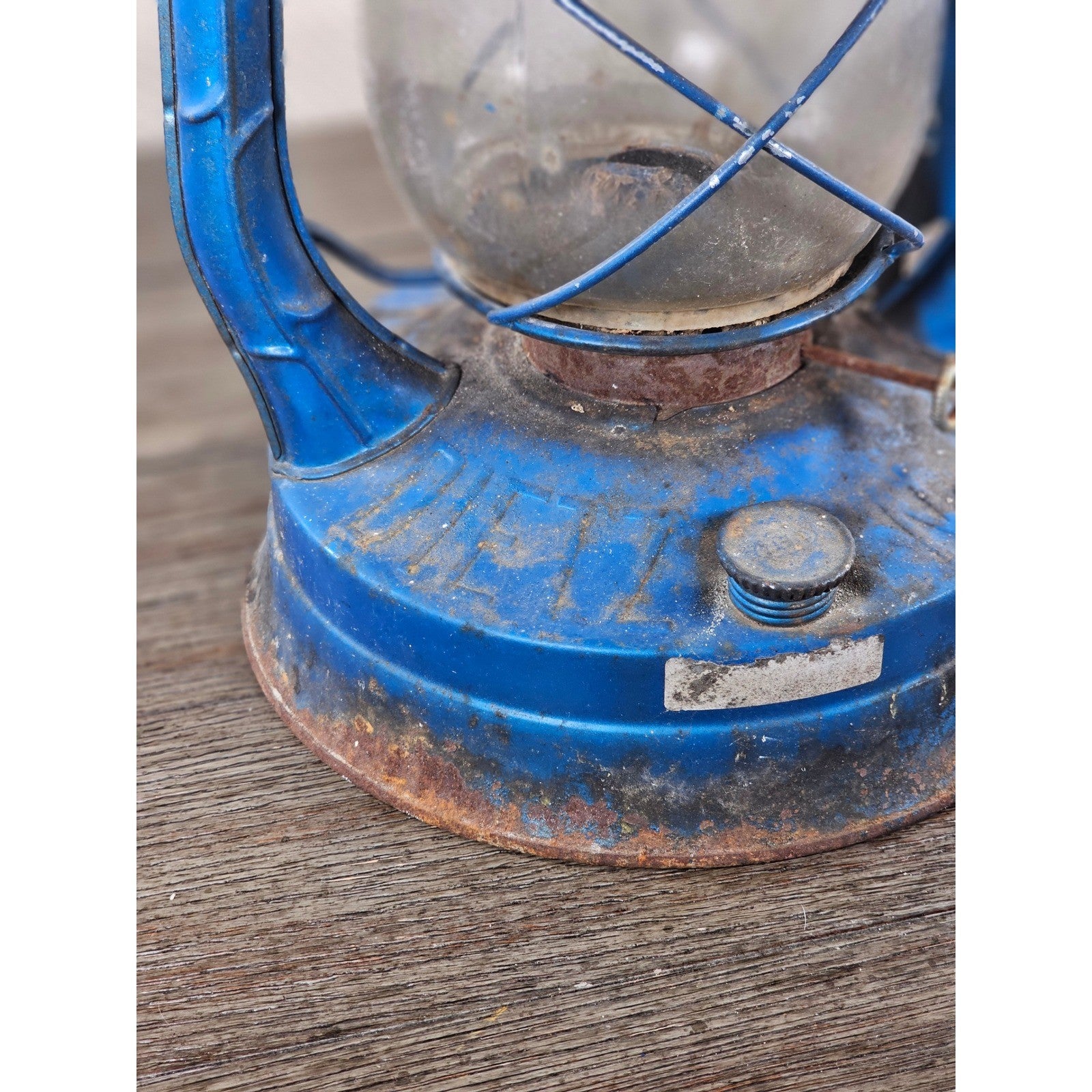 Vintage Dietz Air Pilot Lantern Blue Kerosene Oil Lamp 13.5" Tall