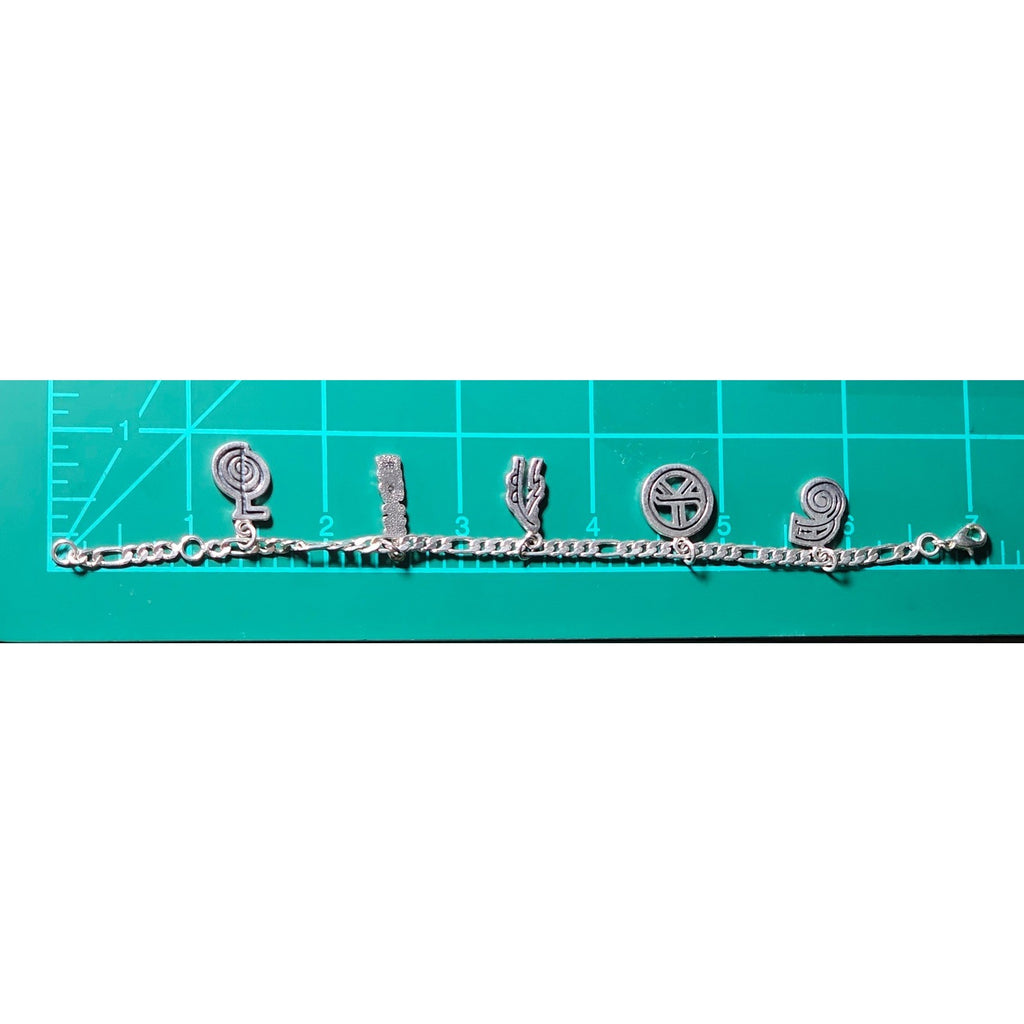 Vintage Southwestern Charm Bracelet Silver Tone Figaro Chain