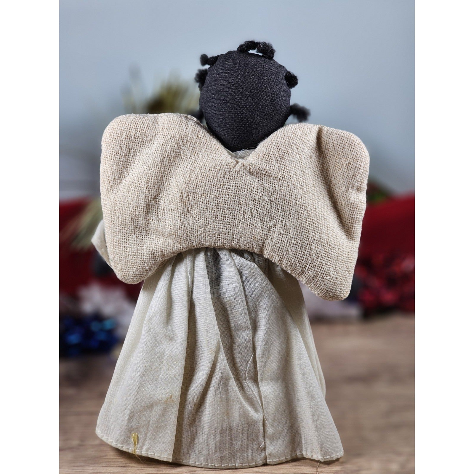 Vintage 1980s Angel Figurines Set of 2 Fabric Face Angels 7.5"