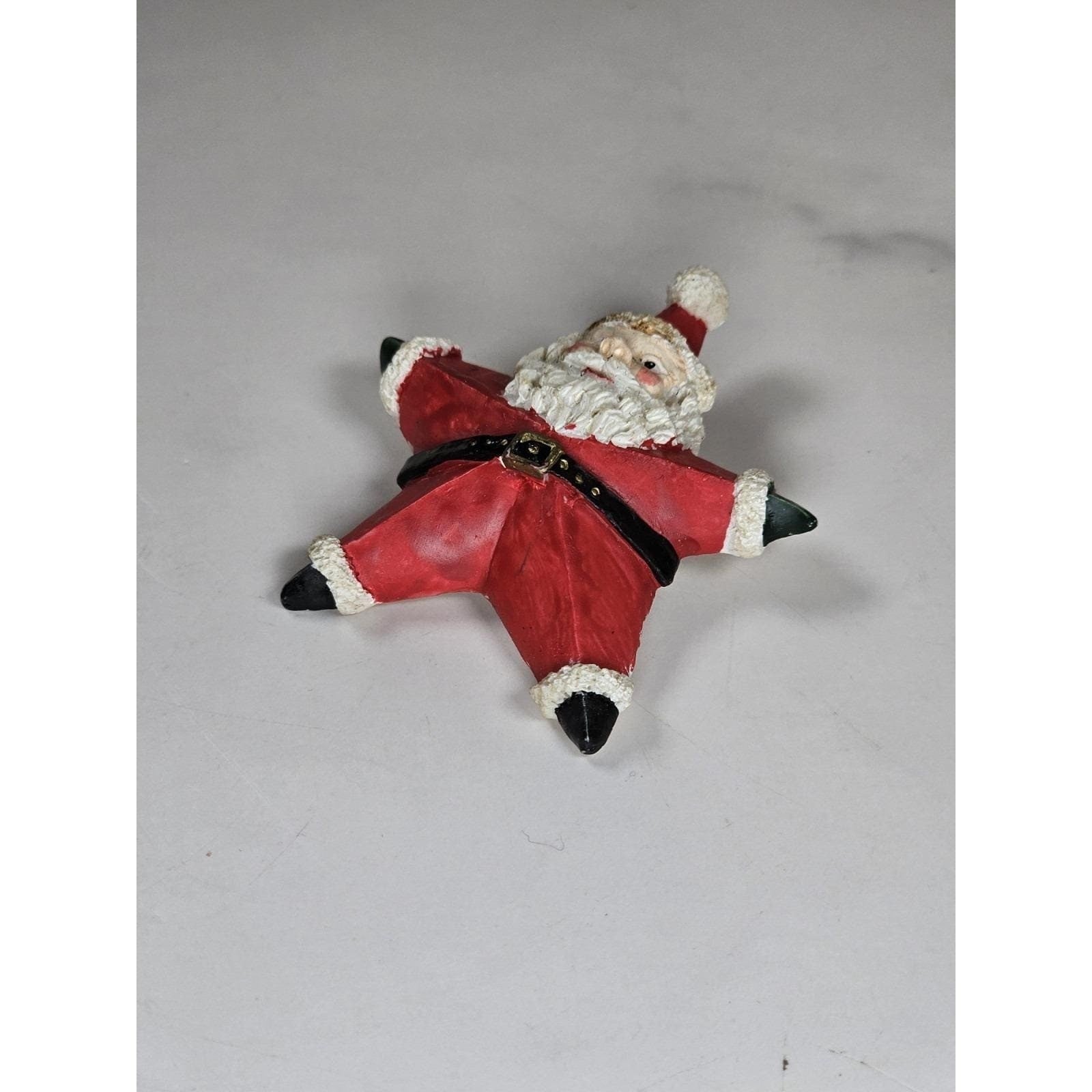 Vintage Folk Art Santa Claus Star Brooch Pin Holiday Christmas Jewelry