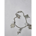 Vintage Silver Charm Bracelet Dolphin Clover Nautical Theme