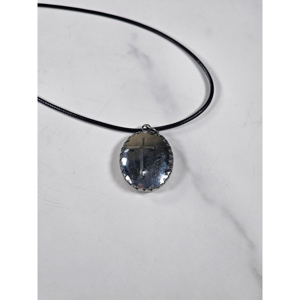 Vintage Miraculous Medal Necklace Oval Catholic Pendant