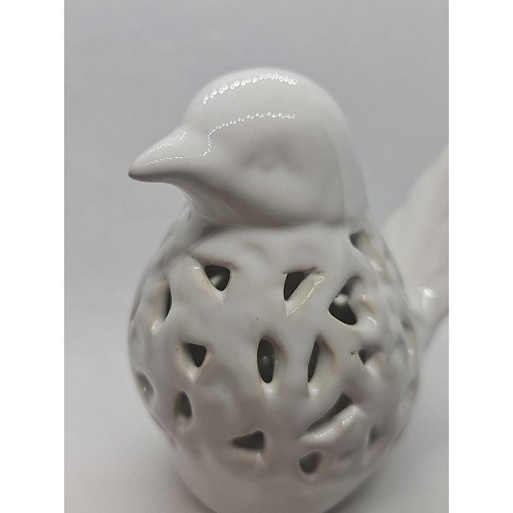 White Porcelain Bird Figurine – 4.5" x 5" Home Décor Accent