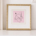Vintage Paris Eiffel Tower Art Print Framed 13x13 French Poodle Illustration