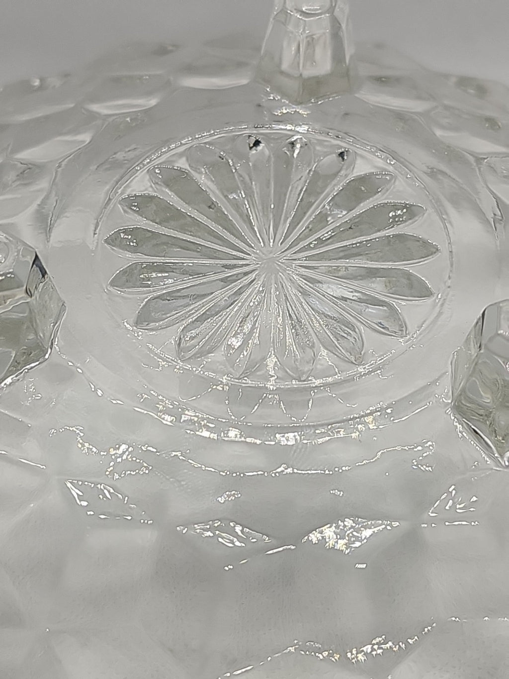 Fostoria American Cubist 3-Footed Clear Pressed Glass Bowl