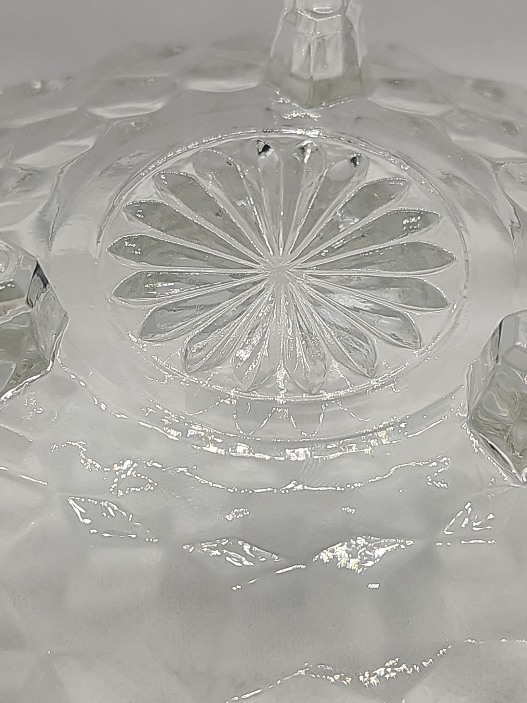 Fostoria American Cubist 3-Footed Clear Pressed Glass Bowl