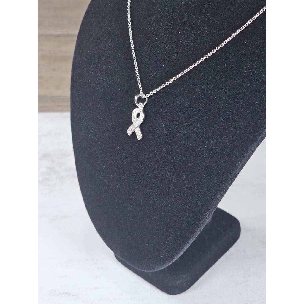 Vintage Sterling Silver Ribbon Pendant Necklace Small Charm