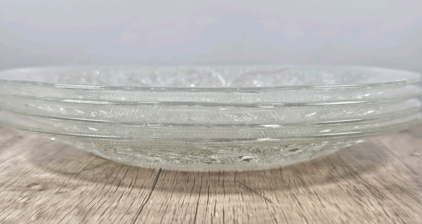 Anchor Hocking Sandwich Clear Glass Salad Plates Set Of 4 Vintage Floral Design