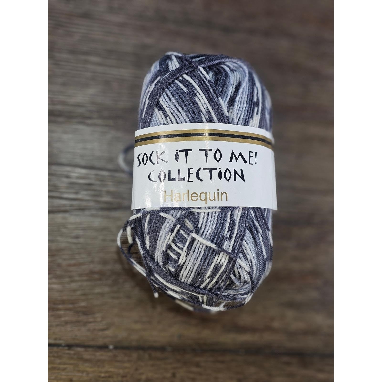 Sock It To Me Harlequin Gray Sock Yarn Wool Nylon Italy 230 Yards