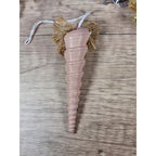 Vintage Pink Shell Christmas Ornament Gold Bow Rose 4 Inch