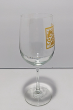 Sanders Ridge Stemmed Wine Glass 9" Clear With Gold Logo