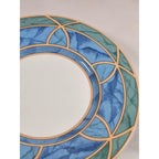 Vintage Stoneware Plates Blue Green Geometric Dessert Plates