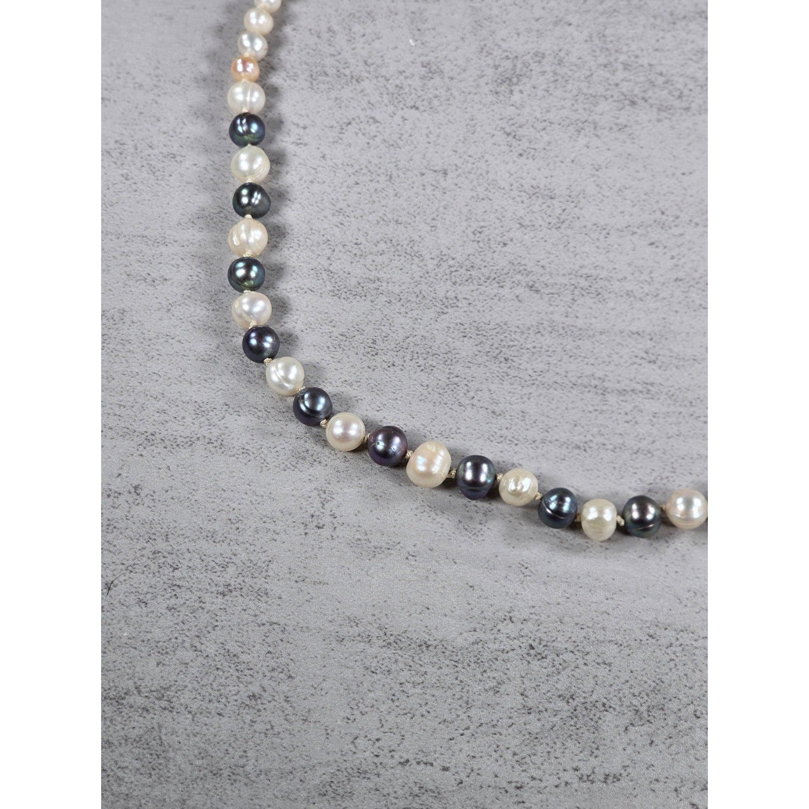 Vintage Multicolor Pearl Necklace Toggle Clasp Beaded Strand