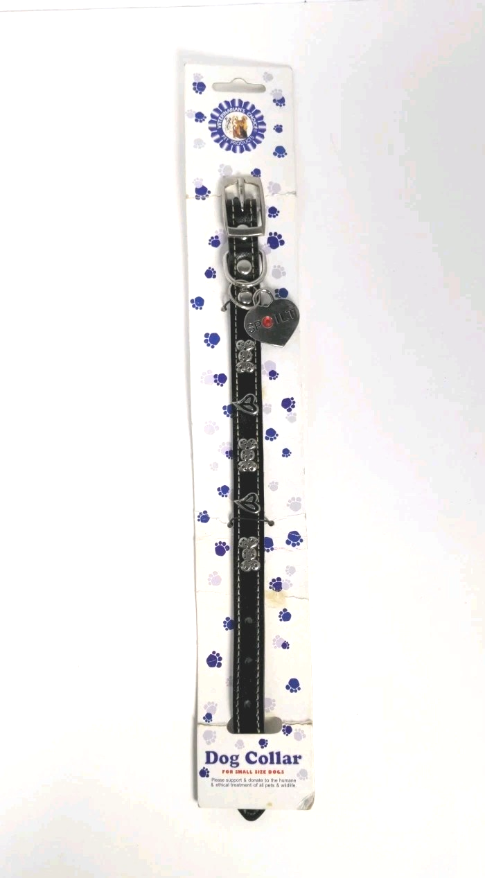 Hermitage Pottery Leather Dog Collar with Heart & Bow for Small Dogs – Vintage D