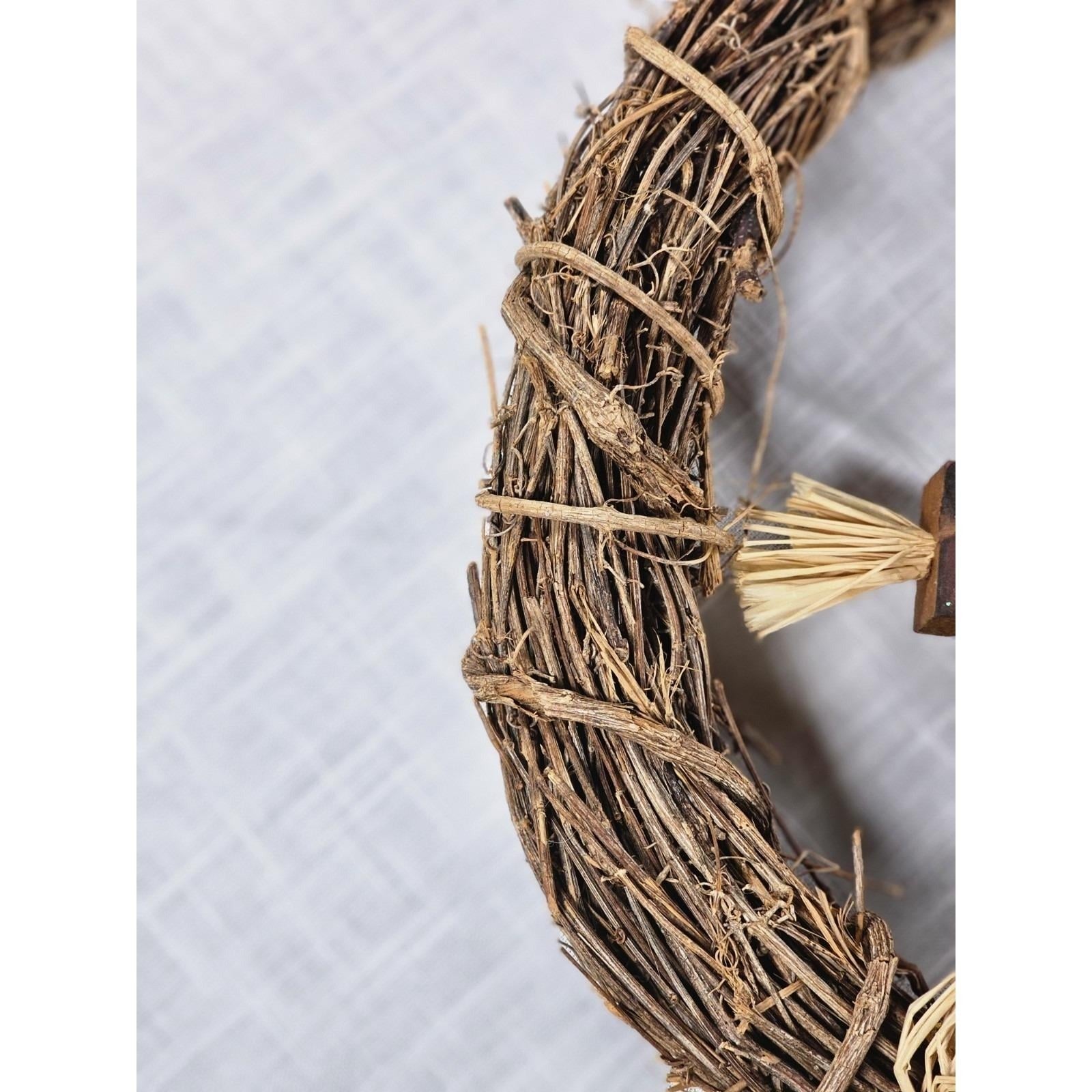 Rustic Autumn Harvest Welcome Wreath | Fall Door Decor with Pumpkins & Foliage