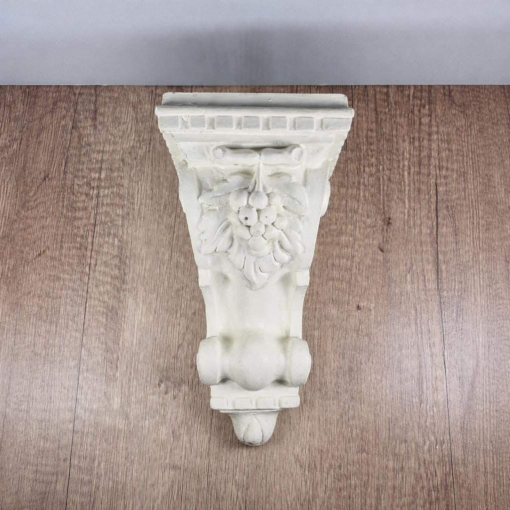 Vintage Grape & Leaf Wall Corbel | White Architectural Corbel 10"