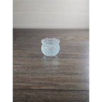 Vintage Cut Glass Footed Bowl 3x3 Diamond Pattern Trinket Dish