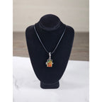 Vintage Stained Glass Locket Necklace Religious Pendant Charm
