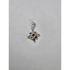 Vintage Sterling Silver Multi-Stone Gemstone Pendant, 925 Floral Design No Chain