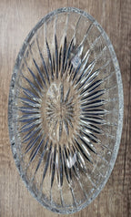 Vintage Cut Crystal Starburst Design Oval Candy Bowl