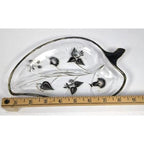 Georges Briard Leaf Dish Divided Glass Tray Mid Century Serving