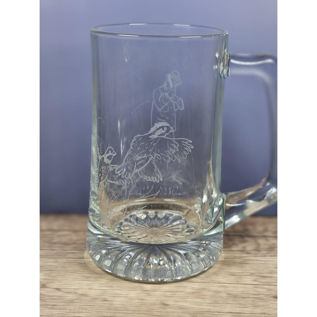 Vintage Etched Beer Mug CC Shoaf 1995 Hunter Ducks Glass Stein