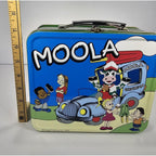 Vintage Moola the Cow Metal Lunch Box Green Blue
