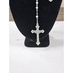 Vintage Rosary Necklace & Heart Pin Set with Case Religious