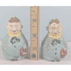 Antique Figural Salt Pepper Shakers Men Holding Hat Vintage Set