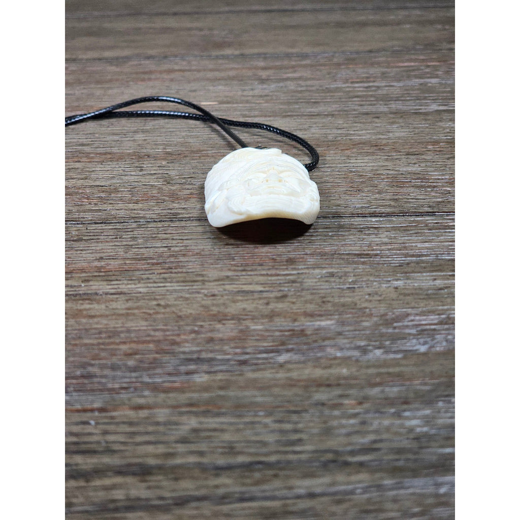 Vintage Buffalo Bone Carved Pendant Necklace Native American Style 2x1
