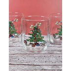Vintage Luminarc Christmas Tree Lowball Glasses Set of 4 Holiday Whiskey Tumbler