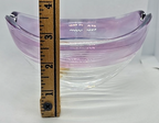 VINTAGE 1980s RIBBED GLASS SATIN EDGE BOWL ENTERTAINING SERVING DISH Purple Hue
