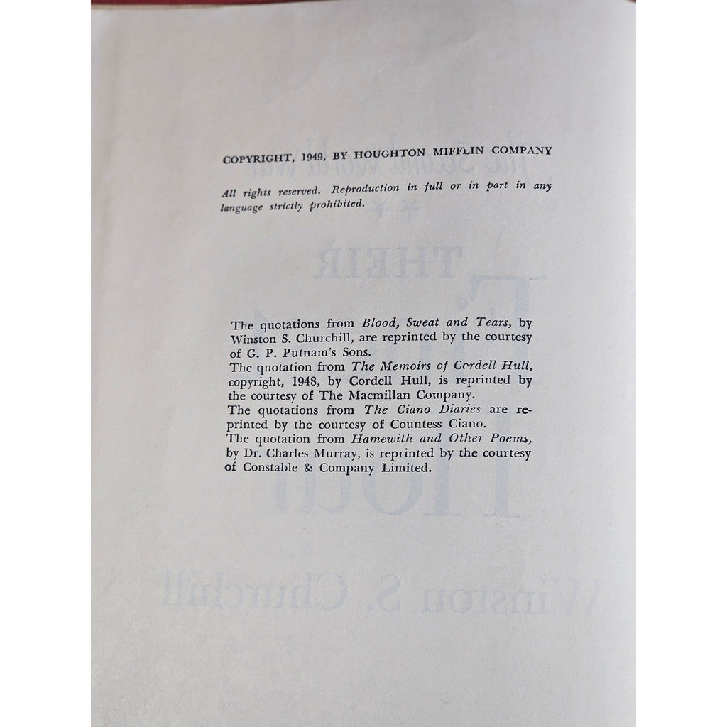The Second World War Their Finest Hour 1949 Churchill HC