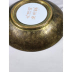 Vintage Hand-Painted Macau Floral Trinket Dish with Gold Rim