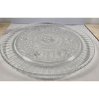Vintage Pressed Glass Floral Cake Stand Round Serving Tray 13 Inch